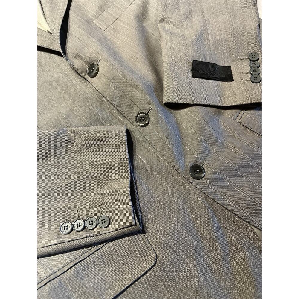 New Giorgio Armani 40R Silver Dove Gray Micro Herringbone Designer Blazer Italy - Picture 8 of 16